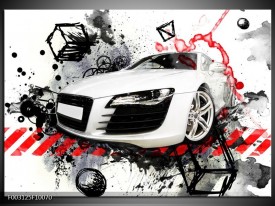 Glas schilderij Audi | Rood, Zwart, Wit