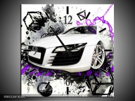 Wandklok op Canvas Audi | Kleur: Paars, Zwart, Wit | F003126C