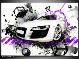 Glas schilderij Audi | Paars, Zwart, Wit