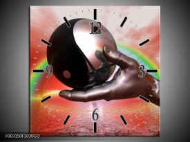 Wandklok op Glas Teken | Kleur: Rood, Zwart, Grijs | F003150CGD