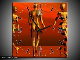 Wandklok op Glas Abstract | Kleur: Goud, Rood, Geel | F003159CGD