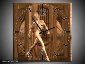 Wandklok op Glas Abstract | Kleur: Bruin, Grijs, Wit | F003160CGD