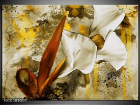 Foto canvas schilderij Bloem | Wit, Bruin, Geel