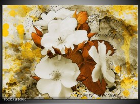 Foto canvas schilderij Bloem | Wit, Bruin, Geel