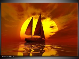 Foto canvas schilderij Zeilboot | Geel, Rood, Bruin