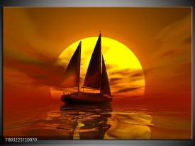 Foto canvas schilderij Zeilboot | Geel, Rood, Bruin