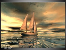 Foto canvas schilderij Zeilboot | Geel, Wit, Grijs