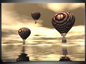 Foto canvas schilderij Luchtballon | Bruin, Grijs, Wit