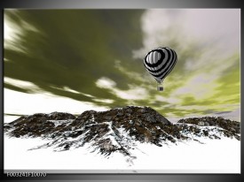 Glas schilderij Luchtballon | Groen, Wit, Grijs