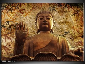 Glas schilderij Boeddha | Bruin, Grijs