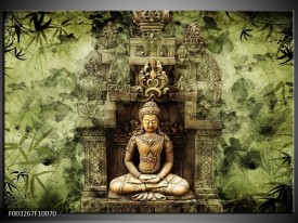 Glas schilderij Boeddha | Groen, Bruin