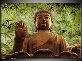Glas schilderij Boeddha | Groen, Bruin