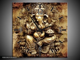 Wandklok op Glas Beeld | Kleur: Bruin, Wit | F003302CGD