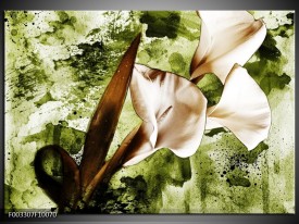 Foto canvas schilderij Bloem | Bruin, Wit, Groen