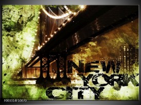 Glas schilderij New York | Groen, Zwart, Bruin