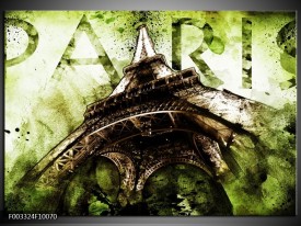 Glas schilderij Eiffeltoren | Groen, Bruin