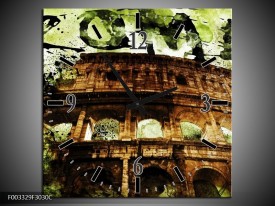 Wandklok op Canvas Rome | Kleur: Groen, Bruin, Zwart | F003329C