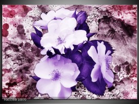 Foto canvas schilderij Bloem | Paars, Wit, Roze