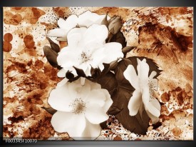 Foto canvas schilderij Bloem | Bruin, Wit, Sepia