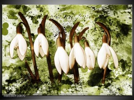 Foto canvas schilderij Bloem | Groen, Bruin, Wit