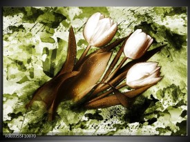 Foto canvas schilderij Tulpen | Groen, Bruin, Wit