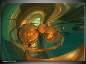 Glas schilderij Abstract | Blauw, Goud, Bruin