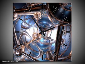 Wandklok op Glas Abstract | Kleur: Blauw, Grijs, Wit | F003382CGD