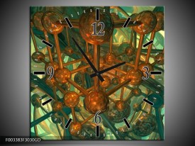 Wandklok op Glas Abstract | Kleur: Groen, Bruin | F003383CGD