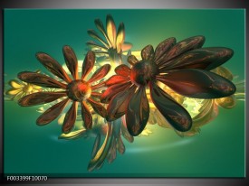 Glas schilderij Bloem | Groen, Geel, Rood