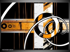 Glas schilderij Abstract | Oranje, Bruin, Wit