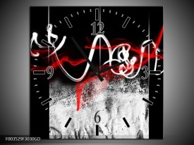 Wandklok op Glas Abstract | Kleur: Zwart, Wit, Rood | F003529CGD