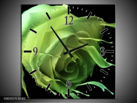 Wandklok op Canvas Roos | Kleur: Groen, Zwart, | F003557C