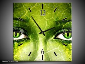 Wandklok op Glas Gezicht | Kleur: Groen, Wit, Zwart | F003670CGD