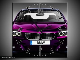 Wandklok op Canvas BMW | Kleur: Paars, Grijs, Zwart | F003677C