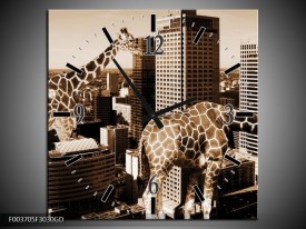 Wandklok op Glas Giraffe | Kleur: Bruin, Wit | F003705CGD