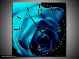 Wandklok op Glas Roos | Kleur: Blauw, Zwart, Groen | F003743CGD