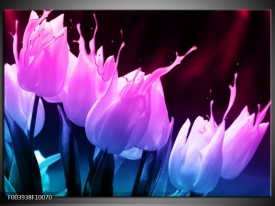 Foto canvas schilderij Tulp | Paars, Roze, Blauw
