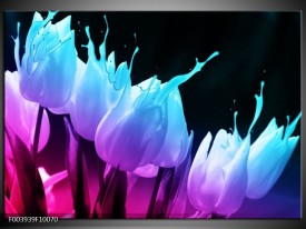 Foto canvas schilderij Tulp | Blauw, Paars, Roze