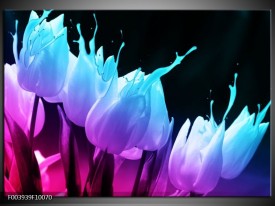 Glas schilderij Tulp | Blauw, Paars, Roze