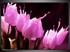 Foto canvas schilderij Tulp | Roze, Zwart