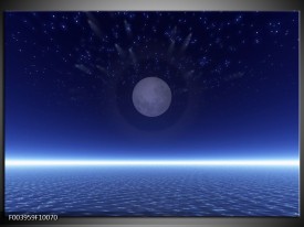 Glas schilderij Maan | Blauw, Wit, Grijs