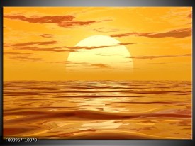 Glas schilderij Zonsondergang | Geel, Oranje, Bruin