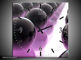 Wandklok op Glas Abstract | Kleur: Paars, Wit, Zwart | F003971CGD