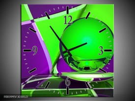 Wandklok op Glas Abstract | Kleur: Paars, Groen | F003995CGD