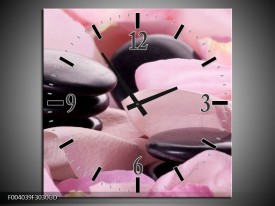 Wandklok op Glas Stenen | Kleur: Roze, Zwart | F004039CGD