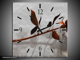 Wandklok op Glas Roos | Kleur: Bruin, Grijs | F004060CGD