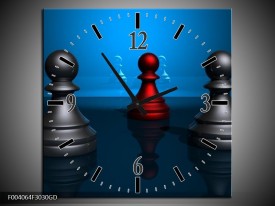 Wandklok op Glas Spel | Kleur: Blauw, Rood, Grijs | F004064CGD