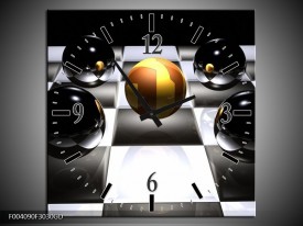 Wandklok op Glas Ball | Kleur: Wit, Zwart, Geel | F004090CGD