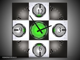 Wandklok op Glas Macro | Kleur: Groen, Zwart, Grijs | F004096CGD