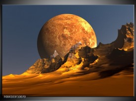 Glas schilderij Maan | Geel, Bruin, Grijs